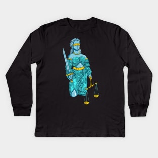 Drawing of the roman goddess Lady Justice Kids Long Sleeve T-Shirt